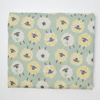 Green, White + Yellow Sheep Double Knit Fabric - 36" x 84"
