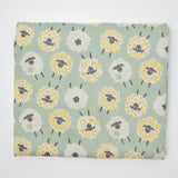 Green, White + Yellow Sheep Double Knit Fabric - 36" x 84"