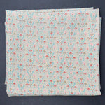 Light Beige + Pink, Red + Blue Floral Silky Lightweight Woven Fabric - 37" x 136"