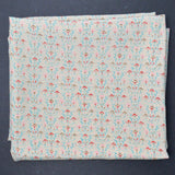 Light Beige + Pink, Red + Blue Floral Silky Lightweight Woven Fabric - 37" x 136"
