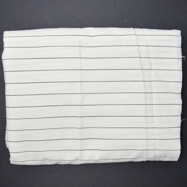 Ivory + Black Pinstripes Textured Woven Fabric - 58" x 146"