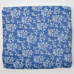Blue + White Floral Chambray Cotton Woven Fabric - 60" x 128"