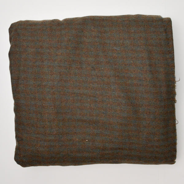 Brown + Dark Gray Plaid Woolly Woven Fabric - 64" x 98"
