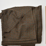 Brown + Dark Gray Plaid Woolly Woven Fabric - 64" x 98"