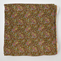Brown + Green Paisley Corduroy Fabric - 43" x 67"