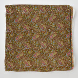 Brown + Green Paisley Corduroy Fabric - 43" x 67"