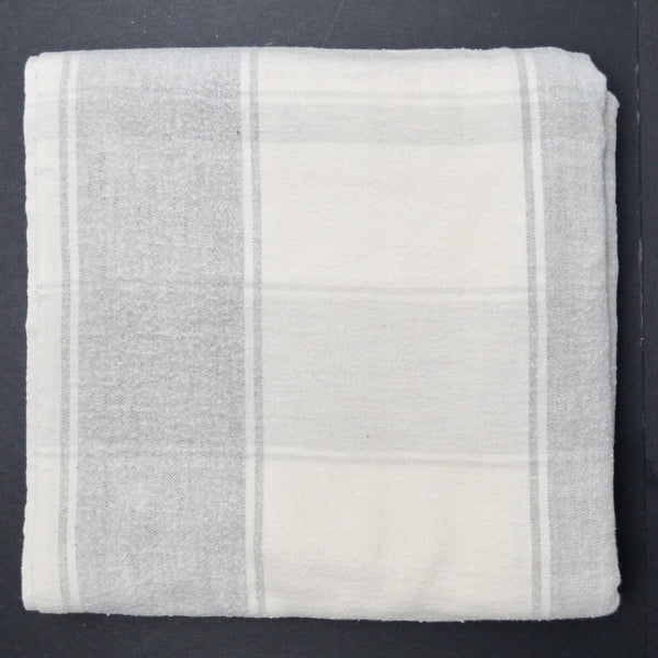 Light Gray Plaid Nubby Loose Woven Fabric - 66" x 70"