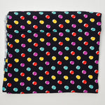 Black + Colorful Dots Vintage 1988 Merry Mary Silky Polyester Fabric - 45" x 64"