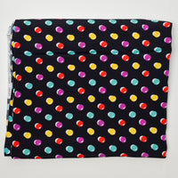 Black + Colorful Dots Vintage 1988 Merry Mary Silky Polyester Fabric - 45" x 64"