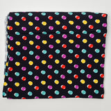 Black + Colorful Dots Vintage 1988 Merry Mary Silky Polyester Fabric - 45" x 64"