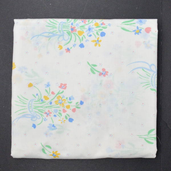 White + Pastel Floral J.P. Stevens & Co. Vintage Sheet Fabric - 59" x 80"