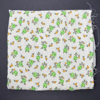 Green + Orange Floral Print Polyester Crepe Fabric - 47" x 120"