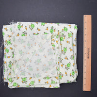 Green + Orange Floral Print Polyester Crepe Fabric - 47" x 120"