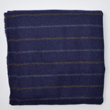 Dark Blue Striped Woolly Woven Fabric - 58" x 60"