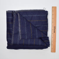 Dark Blue Striped Woolly Woven Fabric - 58" x 60"