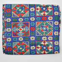 Red, Blue + White Floral Lightweight Woven Fabric - 44" x 100"