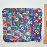 Red, Blue + White Floral Lightweight Woven Fabric - 44" x 100"