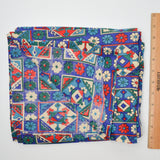 Red, Blue + White Floral Lightweight Woven Fabric - 44" x 100"