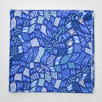 Blue Wavy Quilt Print Quilting Weight Woven Fabric - 45" x 90"