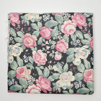 Pink + White Floral 90s Floral Woven Fabric - 54" x 89"
