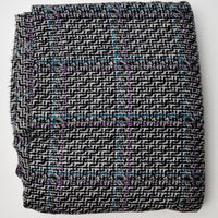 Black + White with Purple + Teal Accents Pendleton Wool Woven Fabric - 60" x 72"