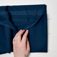 Dark Dusty Blue 100% Worsted Wool Shadow Check Lightweight Suiting Fabric - 58" x 72"