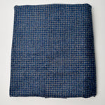 Blue + Gray Checked Felted Wool Fabric - 22" x 62"