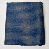 Blue + Gray Checked Felted Wool Fabric - 22" x 62"