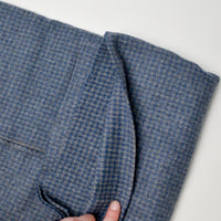 Blue + Gray Checked Felted Wool Fabric - 22" x 62"