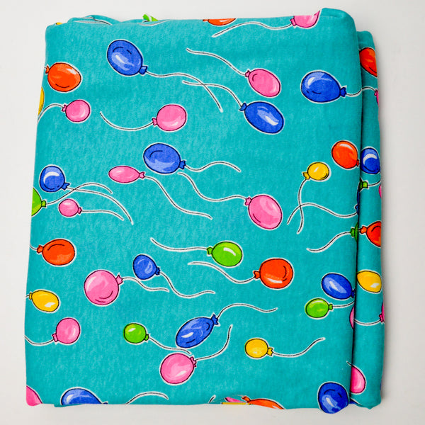 Teal Green + Balloon Print Vintage Knit Fabric - 70" x 74"+