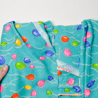 Teal Green + Balloon Print Vintage Knit Fabric - 70" x 74"+