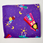 Purple Fairies + Houses Print Vintage Knit Fabric - 56" x 60"