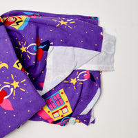 Purple Fairies + Houses Print Vintage Knit Fabric - 56" x 60"
