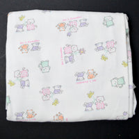 Mommy + Me White + Colorful Cat Print Jersey Knit Fabric - 46" x 66"