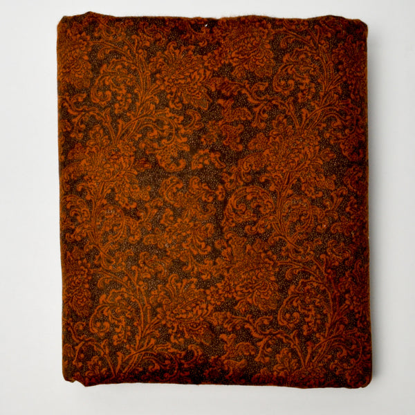Black + Copper Paisley Brushed Flannel Fabric - 44" x 104"