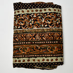 Brown + Black Patterned Challis Woven Fabric - 30" x 120" + Extra