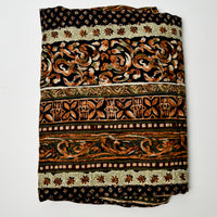 Brown + Black Patterned Challis Woven Fabric - 30" x 120" + Extra