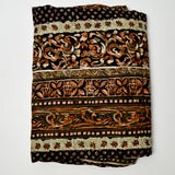 Brown + Black Patterned Challis Woven Fabric - 30" x 120" + Extra