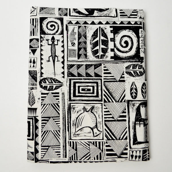 Black + White Zimbabwe Patterned Woven Fabric - 60" x 60"
