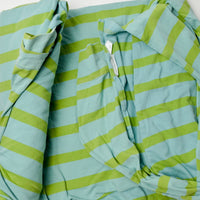 Blue + Green Striped Jersey Knit Fabric - 100" x 100"