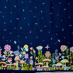 Floral Border Blue Quilting Weight Woven Fabric - 40" x 216"