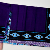 Purple + Blue Border African Wax Print Fabric - 45" x 72"