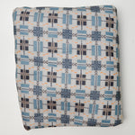 Gray + Blue Geometric Print PowerDry Knit Fabric - 62" x 140"