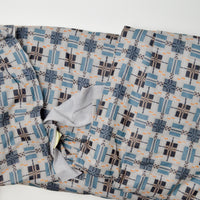 Gray + Blue Geometric Print PowerDry Knit Fabric - 62" x 140"