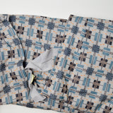 Gray + Blue Geometric Print PowerDry Knit Fabric - 62" x 140"