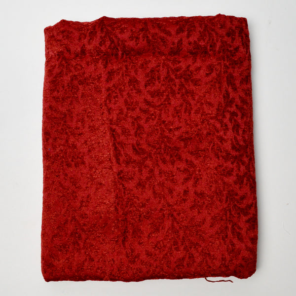 Brick Red Chenille Floral Upholstery Fabric - 35" x 56"