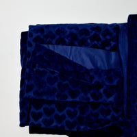 Blue Heart Texture Minky Fabric - 60" x 70"
