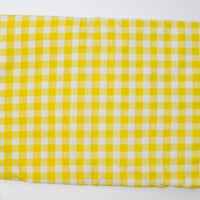 Yellow Gingham Vintage Floral Flat Sheet with Scalloped Lace Border - 81" x 104"