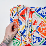Vintage Football Print Woven Fabric - 90" x 124"