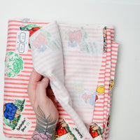 Red + White Striped Paddington Bear Brushed Flannel Fabric - 45" x 156"
